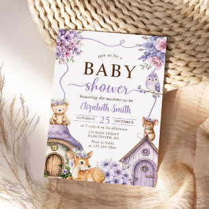 Waldtiere Boho Mädchen Baby Shower Einladung