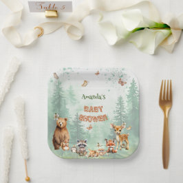 Waldtiere Botanische Babydusche Pappteller
