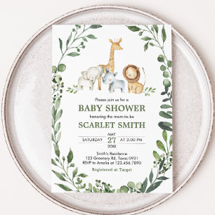 Waldtiere Botanische Babyparty Einladung