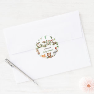 Waldtiere Botanische Babyparty für Mädchen Runder Aufkleber