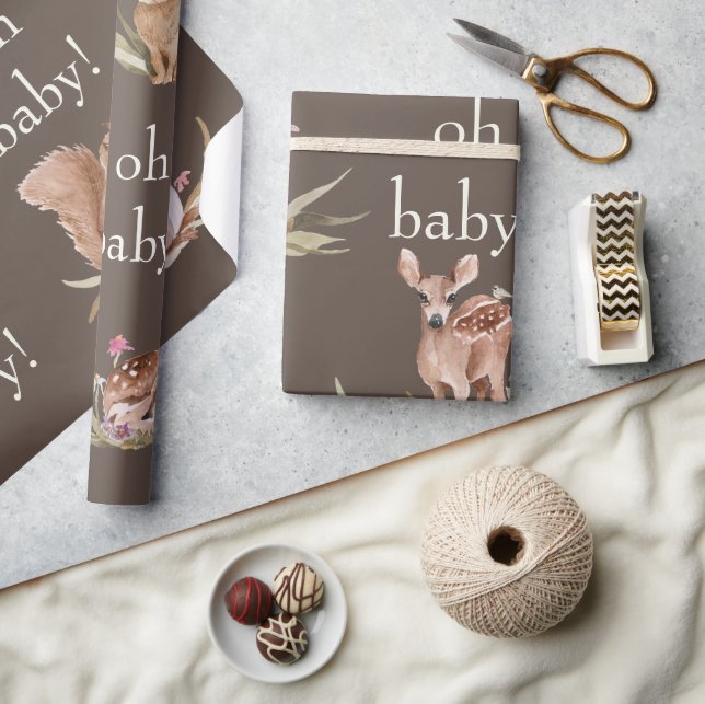 Waldtiere Brown Oh Baby Wrapping Paper Geschenkpapier (Basteln)