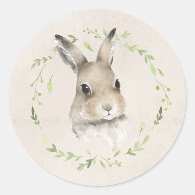 Waldtiere Bunny Rabbit Greenerity Baby Shower Runder Aufkleber (Vorderseite)