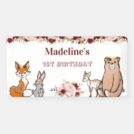 Waldtiere Burgundy & Pink Banner