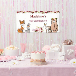 Waldtiere Burgundy & Pink Banner
