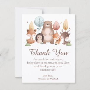 Waldtiere Danke Baby Shower stilvoll Mitteilungskarte
