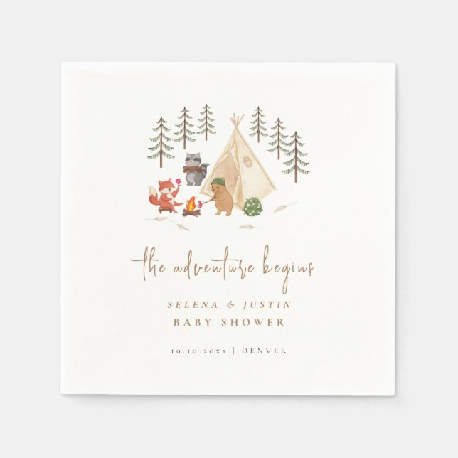 Waldtiere Das Abenteuer beginnt mit der Kinderdusc Serviette (Vorderseite)