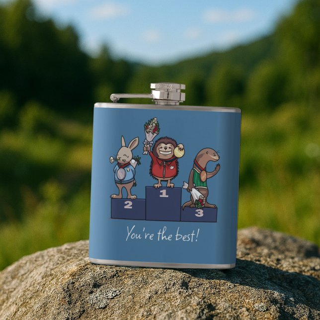 Waldtiere Du bist der Beste! Geschenk-Podium-Kunst Flachmann (Von Creator hochgeladen)