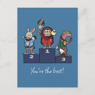 Waldtiere Du bist der Beste! Geschenk-Podium-Kunst Postkarte
