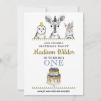 Waldtiere Einladung zum 1. Geburtstag