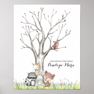 Waldtiere Fingerabdruck Baby Shower Poster