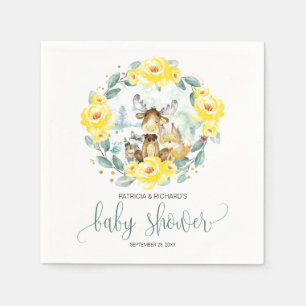 Waldtiere Florale Grünpflanzen Baby Shower Serviette