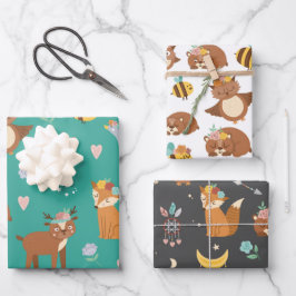 Waldtiere Fox Deer Kindergeburtstag Wr. Geschenkpapier Set