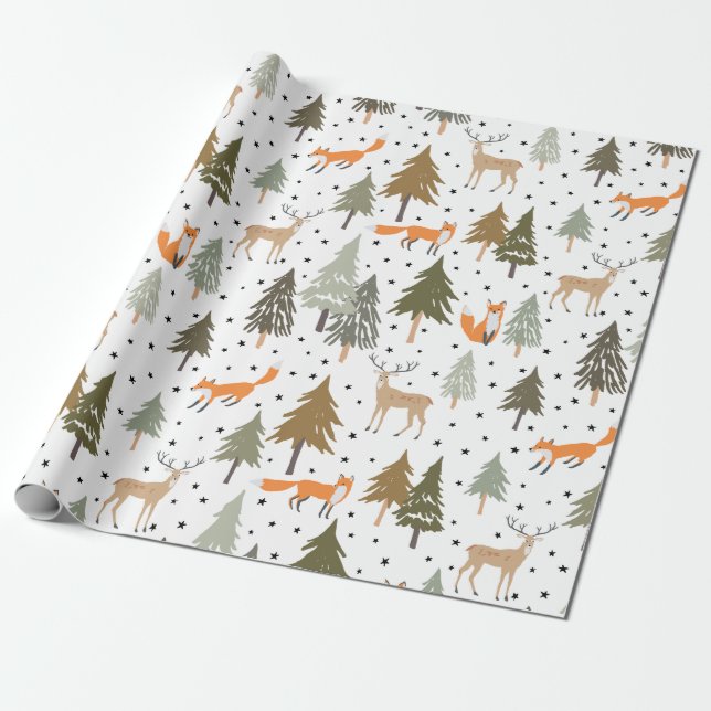 Waldtiere Fox Deer Wrapping Paper Sheets Geschenkpapier (Ungerollt)