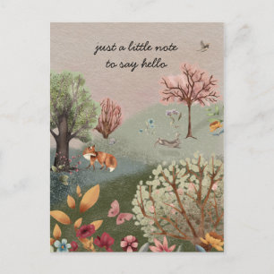 Waldtiere Fox Kaninchen-Blume Postkarte