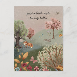 Waldtiere Fox Kaninchen-Blume Postkarte