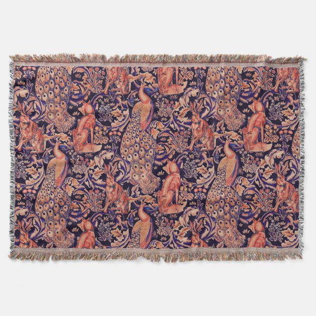WALDTIERE, FOX, PEACOCK, HARTPINK BLAU DECKE (Vorderseite)