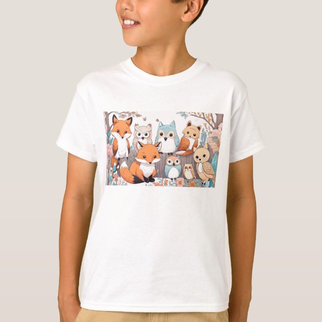 Waldtiere - Fox und Owl T-Shirt (Vorderseite)