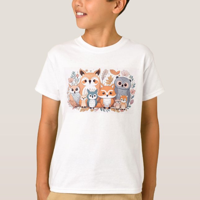 Waldtiere - Fox und Owl T-Shirt (Vorderseite)