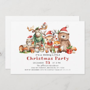 Waldtiere frohe kleine Weihnachtsfeier Party Einladung