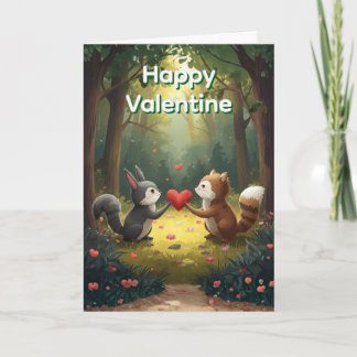 Waldtiere Frohe Valentinstag Karte