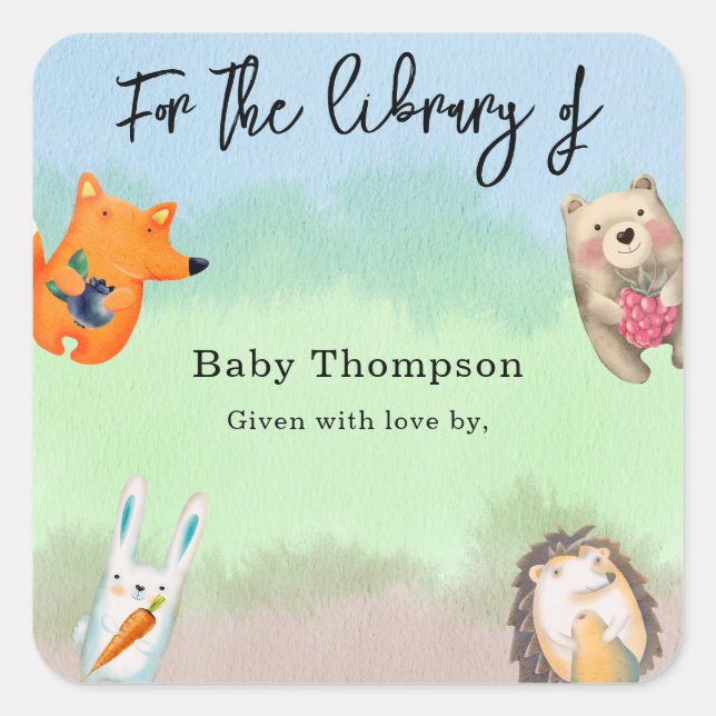 Waldtiere - für die Bibliothek Quadratischer Aufkleber (Vorderseite)