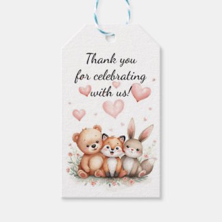 Waldtiere Geburtstag Bär Fuchs Hase Rosa Geschenkanhänger