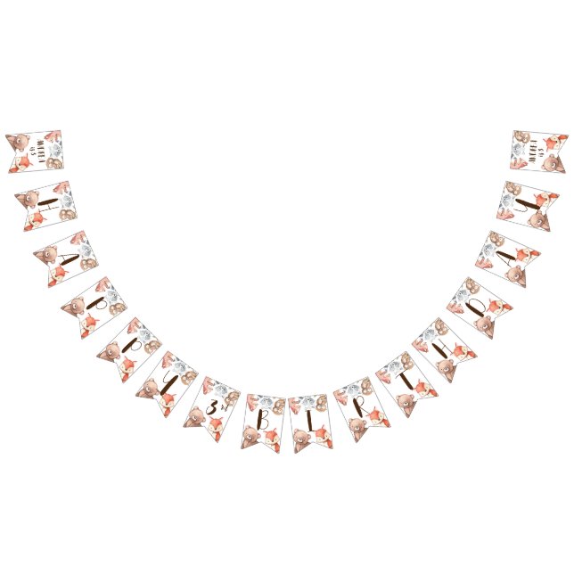 Waldtiere Geburtstag personalisiert Wimpelkette (Alle)