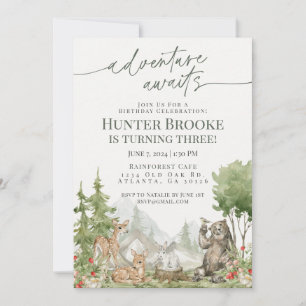 Waldtiere Geburtstagsparty Woodsy Einladung