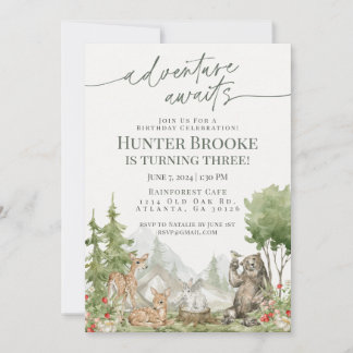 Waldtiere Geburtstagsparty Woodsy Einladung
