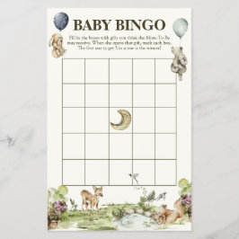Waldtiere Gender Neutral Baby Bingo Game Flyer