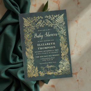 Waldtiere-Geschichtenbuch verzauberte Babyparty Einladung