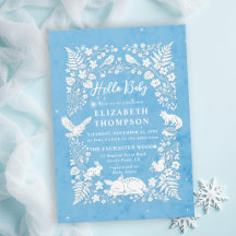 Waldtiere-Geschichtenbuch Winter Blau Baby Shower