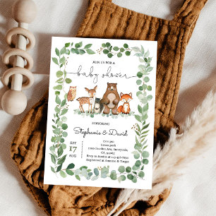 Waldtiere Grün Babyparty Einladung