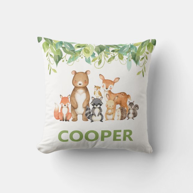 Waldtiere Grünpflanzen Kinder Kinderzimmer Zimmerd Kissen