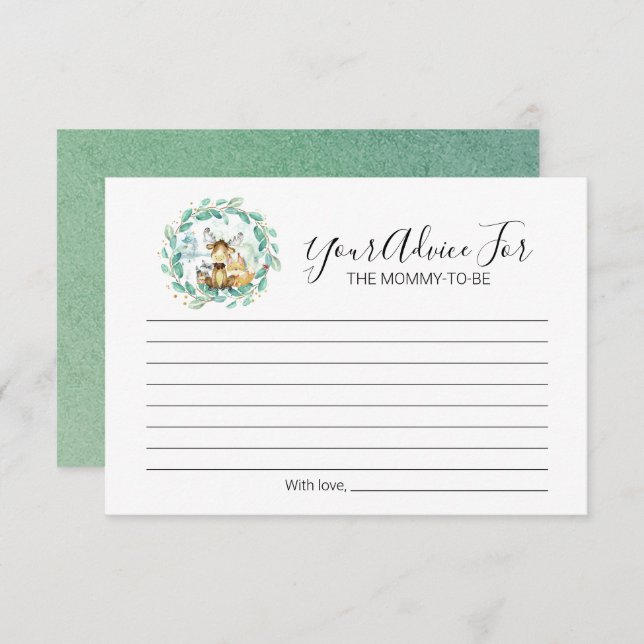 Waldtiere Grünpflanzen Kinderduschberatung Einladung (Vorne/Hinten)