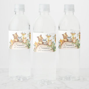 Waldtiere Grünpflanzen Kinderdusche 1. Geburtstag Wasserflaschenetikett