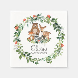 Waldtiere Grünpflanzen Kinderdusche Geburtstag Serviette