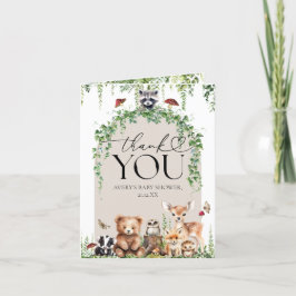 Waldtiere Grünpflanzen Mushroom Kinderdusche Dankeskarte