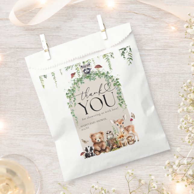 Waldtiere Grünpflanzen Mushroom Kinderdusche Geschenktütchen (Ausgeschnitten)