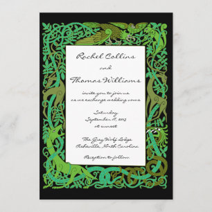 Waldtiere Grüntöne Celtic Animals Hochzeit Einladu Einladung