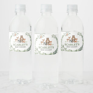 Waldtiere Grünzeug Babyparty Wasserflaschenetikett