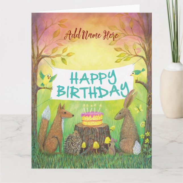 Waldtiere Happy Birthday Card Karte (Vorderseite)