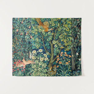 WALDTIERE Hares, Pheasant Bird, grüne Blüte Wandteppich