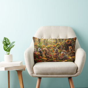Waldtiere Herbst-Ernte Fantasie Whimsical Lendenkissen