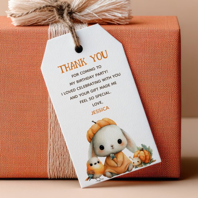Waldtiere Herbst Kinder Geburtstag Danke Geschenkanhänger (Von Creator hochgeladen)