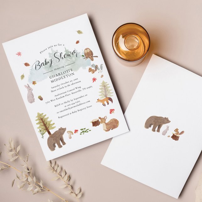 Waldtiere Herbst-Kinderdusche Einladung (Woodland Animals Fall Baby Shower Invitation)