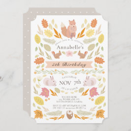 Waldtiere Herbstblätter Geburtstag Einladung