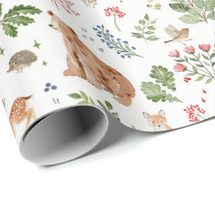Waldtiere, Herbstfuchs, Hirsch, Bär, e Geschenkpapier