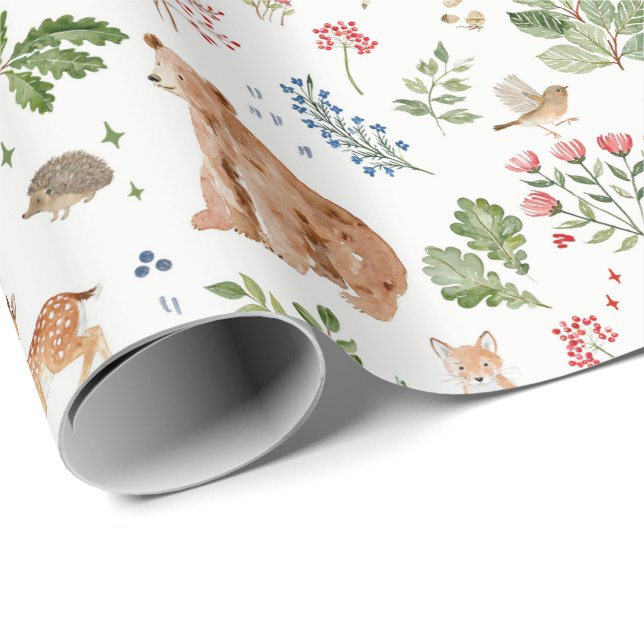 Waldtiere, Herbstfuchs, Hirsch, Bär, e Geschenkpapier (Rolleneckpunkt)