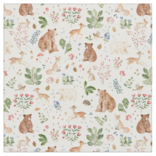 Waldtiere, Herbstfuchs, Hirsch, Bär, e Stoff